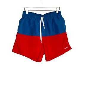 Chubbies Swim Trunks Red Blue Elastic Waist Drawstring Pockets Shorts